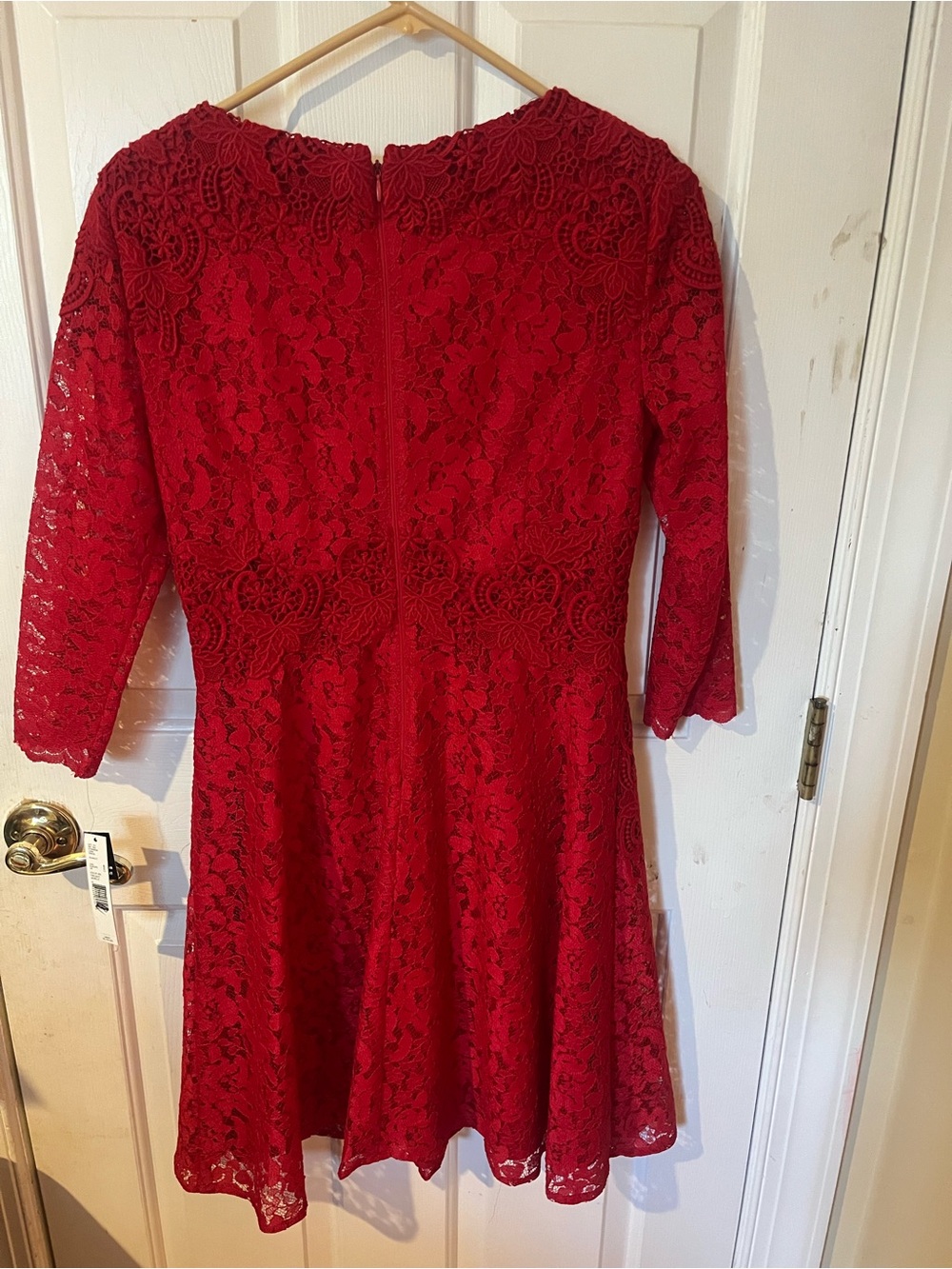 NWT Antonio Melani Red Lace Fit & Flare Dress Size 6 - Picture 6 of 8